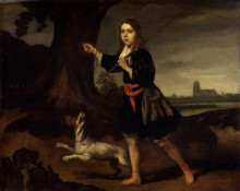 Картина "a young boy with his dog" художника "мас николас"