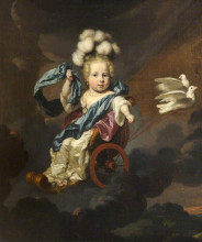 Репродукция картины "portrait of a baby girl as venus with a chariot drawn by doves" художника "мас николас"