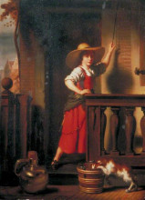 Репродукция картины "a woman selling milk" художника "мас николас"