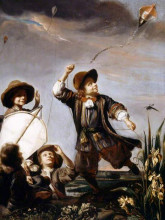 Репродукция картины "boys flying kites" художника "мас николас"