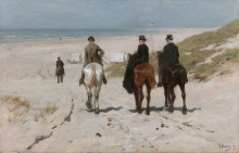 Картина "morning ride on the beach" художника "мауве антон"