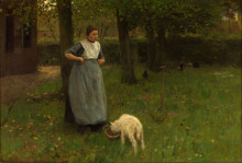 Копия картины "woman from laren with lamb" художника "мауве антон"