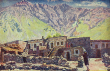 Копия картины "грузия. казбек. шат-гора и аул" художника "машков илья"