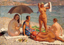Репродукция картины "на пляже. гурзуф" художника "машков илья"