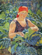Репродукция картины "девушка на табачной плантации" художника "машков илья"