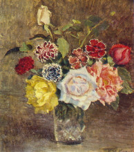 Репродукция картины "розы и гвоздики" художника "машков илья"