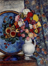 Репродукция картины "натюрморт. цветы в вазе (с подносом)" художника "машков илья"