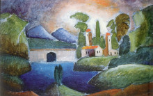 Репродукция картины "пейзаж с башнями" художника "машков илья"