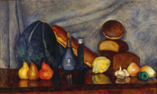 Репродукция картины "натюрморт с хлебами и тыквой" художника "машков илья"