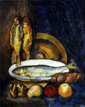 Копия картины "натюрморт с рыбами" художника "машков илья"