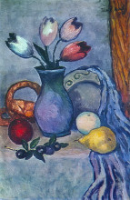 Репродукция картины "фрукты и тюльпаны" художника "машков илья"