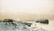 Картина "sunrise in the snowy riverside" художника "меднянский ласло"