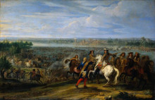 Репродукция картины "crossing of the rhine by french troops in 1672" художника "мейлен адам франс ван дер"