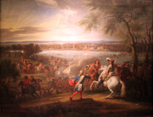Картина "louis xiv, king of france, crosses the rhine at lobith on 12 june 1672" художника "мейлен адам франс ван дер"