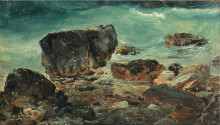 Картина "coastal scene with larger rocks" художника "мельби антон"