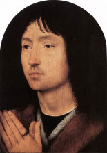 Репродукция картины "портрет молодого мужчины за молитвой" художника "мемлинг ганс"