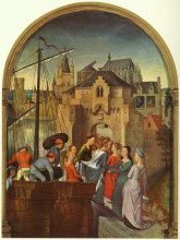 Репродукция картины "св. урсула и её спутники высаживаются в кельне (рака св. урсулы)" художника "мемлинг ганс"
