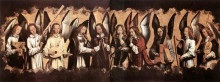 Картина "пять ангелов играют на музыкальных инструментах (левая панель триптиха церкви санта-мария-ла-реаль в наджере)" художника "мемлинг ганс"