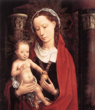 Копия картины "стоящая богородица с младенцем" художника "мемлинг ганс"