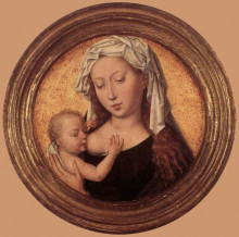 Репродукция картины "богородица, кормящая младенца" художника "мемлинг ганс"