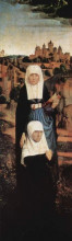 Репродукция картины "молящийся донатор со святыми" художника "мемлинг ганс"