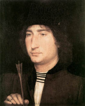 Копия картины "портрет мужчины со стрелой" художника "мемлинг ганс"
