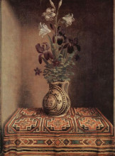 Репродукция картины "натюрморт с кувшином цветов (реверс портрета молящегося мужчины)" художника "мемлинг ганс"