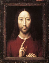Репродукция картины "христос благословляющий" художника "мемлинг ганс"
