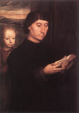 Репродукция картины "портрет читающего мужчины " художника "мемлинг ганс"