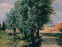 Копия картины "building site with willows" художника "менцель адольф фон"