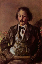 Репродукция картины "portrait of paul johann ludwig von heyse" художника "менцель адольф фон"