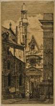 Репродукция картины "st. etienne-du-mont, paris, from eaux-fortes sur paris (etchings of paris)" художника "мерион шарль"