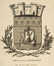 Репродукция картины "coat-of-arms symbolizing the city of paris; bookplate of bella c. landauer" художника "мерион шарль"