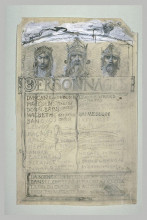 Копия картины "projet de frontispice pour macbeth orné de trois têtes couronnées" художника "мерсон люк-оливье"