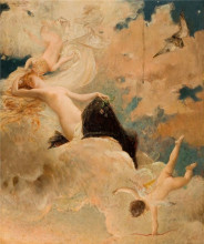 Копия картины "an ethereal beauty with putti in the clouds" художника "мерсон люк-оливье"