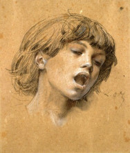Репродукция картины "head of a boy singing" художника "мерсон люк-оливье"