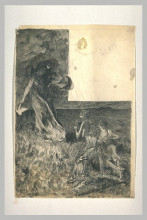 Картина "projet d&#39;illustration pour macbeth - hécate et les trois sorcières" художника "мерсон люк-оливье"