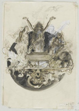 Репродукция картины "projet d&#39;illustration pour macbeth - les sorcières dansant autour" художника "мерсон люк-оливье"
