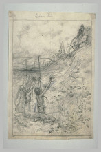 Репродукция картины "projet d&#39;illustration pour macbeth - les trois sorcières agenouillées" художника "мерсон люк-оливье"