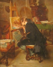 Копия картины "a painter" художника "месонье жан-луи-эрнест"