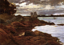 Картина "close of day on the maine shore" художника "меткалф уиллард"