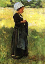 Копия картины "breton girl" художника "меткалф уиллард"