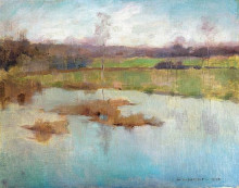 Репродукция картины "pond giverny" художника "меткалф уиллард"