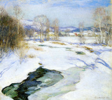 Картина "icebound brook (aka winter&#39;s mantle)" художника "меткалф уиллард"