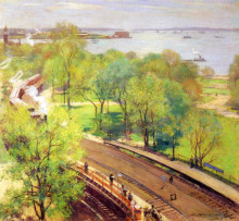 Репродукция картины "battery park, spring" художника "меткалф уиллард"