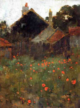 Репродукция картины "the poppy field" художника "меткалф уиллард"