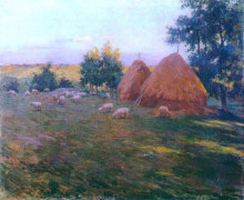 Копия картины "haystacks" художника "меткалф уиллард"