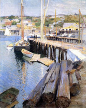 Картина "fish wharves - gloucester" художника "меткалф уиллард"