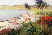 Копия картины "havana harbor" художника "меткалф уиллард"