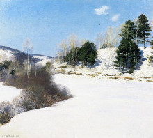 Репродукция картины "hush of winter" художника "меткалф уиллард"